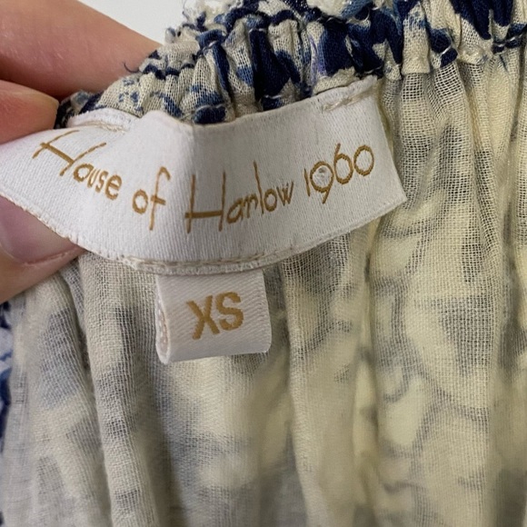 HOUSE OF HARLOW 1960 Blue White Cotton Tiered Sleeveless Maxi Dress Size XS Boho - Picture 12 of 15